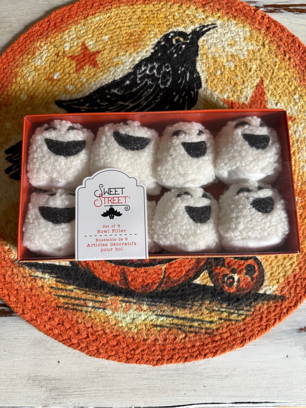 Halloween Sweet Street Set of 8 White Ghost Beanbag Bowl Fillers